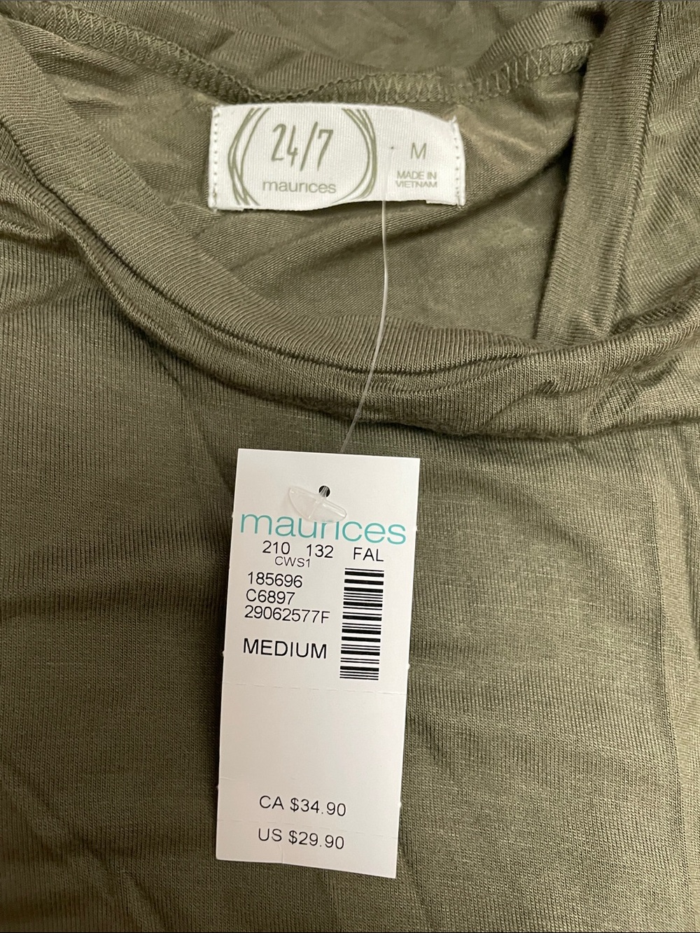 Maurices Men's 24/7 Crew Neck Shirt in Olive Green